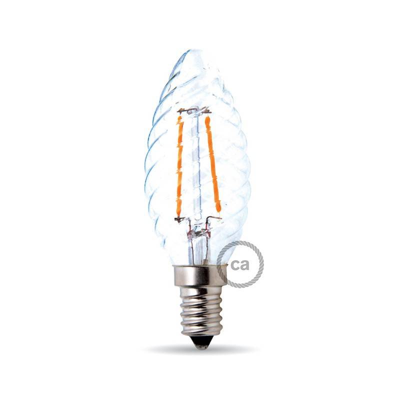 LED Light Bulb Twisted Candle 4W 440Lm E14 Clear