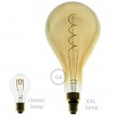 XXL LED Golden Light Bulb - Pear A165 Curved Spiral Filament - 5W 250Lm E27 2000K Dimmable