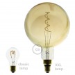 XXL LED Golden Light Bulb - Sphere G200 Curved Double Spiral Filament - 5W 250Lm E27 2000K Dimmable