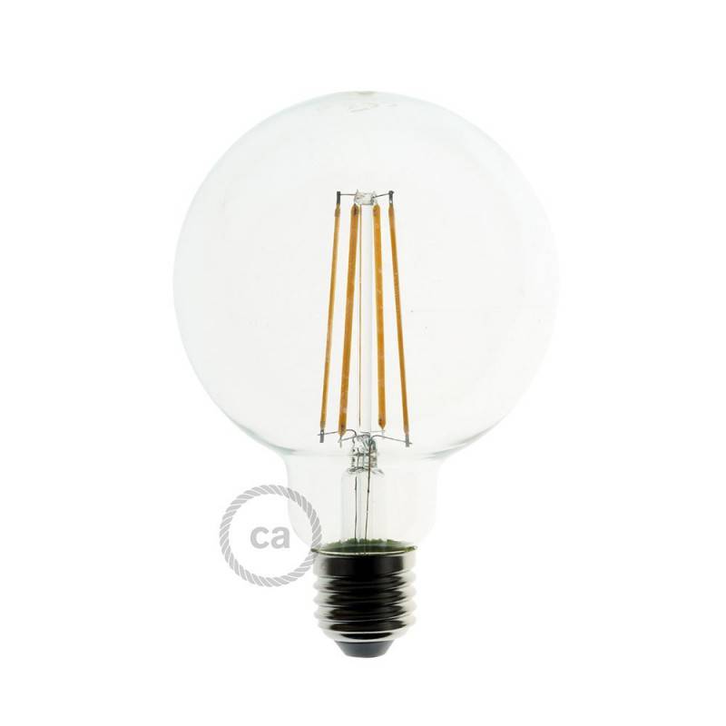 LED Transparent Light Bulb - Globe G95 Long Filament - 7.5W 805Lm E27 2200K Dimmable