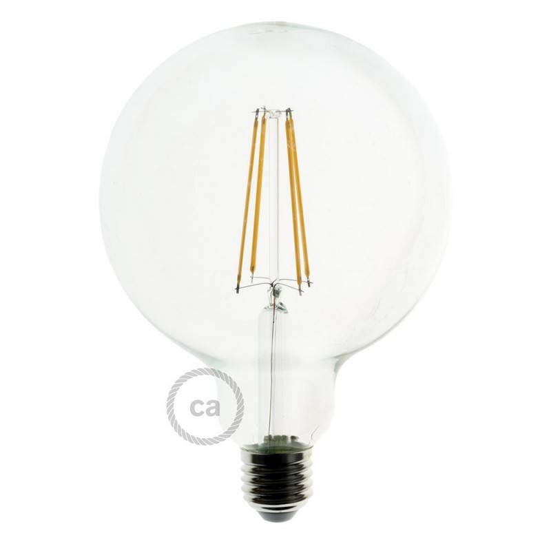 LED Transparent Light Bulb - Globe G125 Long Filament - 7.5W 805Lm E27 2200K Dimmable