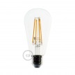 LED Transparent Light Bulb - Edison ST64 Long Filament - 7.5W 805Lm E27 2200K Dimmable