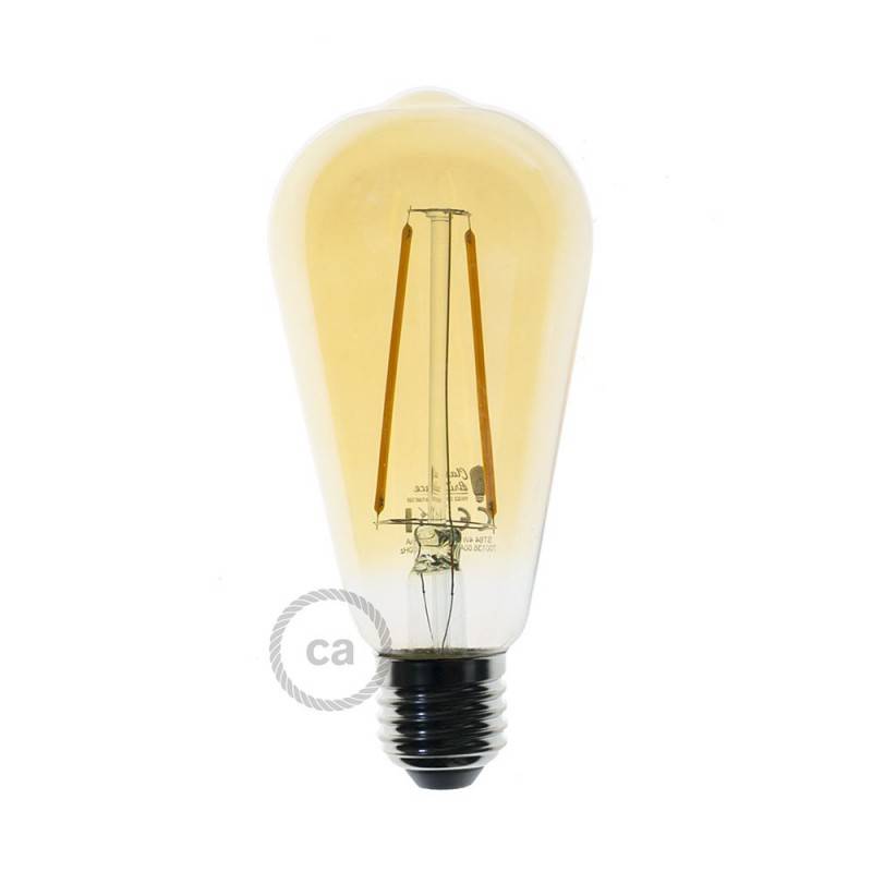 LED Golden Light Bulb - Edison ST64 Long Filament - 4W 400Lm E27 2000K