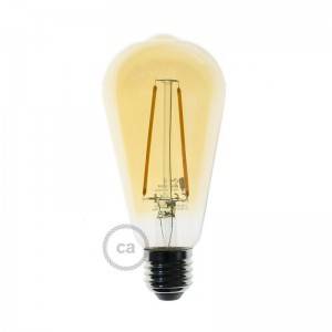 LED Golden Light Bulb - Edison ST64 Long Filament - 4W 400Lm E27 2000K