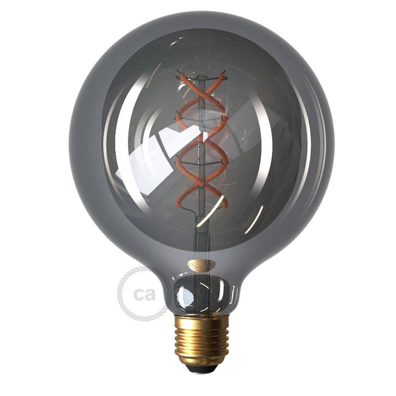 LED Smoky Light Bulb - Globe G125 Curved Spiral Filament - 5W 150Lm E27 2000K Dimmable