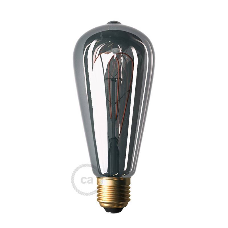 LED Smoky Light Bulb - Edison ST64 Curved Double Loop Filament - 5W 150Lm E27 2000K Dimmable