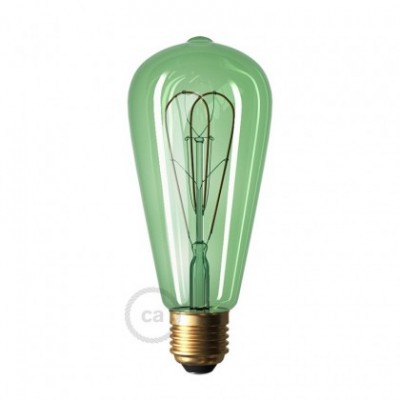 LED Emerald Light Bulb - Edison ST64 Curved Double Loop Filament - 5W 280Lm E27 2200K Dimmable