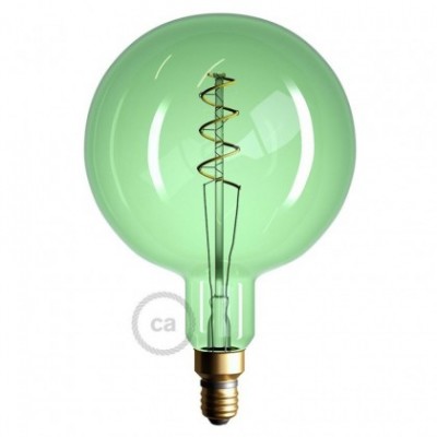 XXL LED Emerald Light Bulb - Sphere G200 Curved Spiral Filament - 5W 280Lm E27 2200K Dimmable