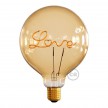 LED Golden Light Bulb for upright lamp - Globe G125 Single Filament “Love” - 5W 250Lm E27 2000K Dimmable