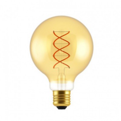 LED Light Bulb Globe G95 Golden with double curved spiral filament 5W 250Lm E27 2000K Dimmable