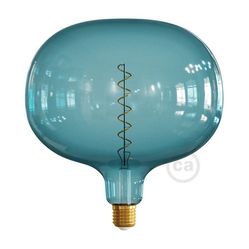 Cobble Ocean blue XXL Light Bulb, Pastel line, spiral filament, 4W 100Lm E27 2200K Dimmable