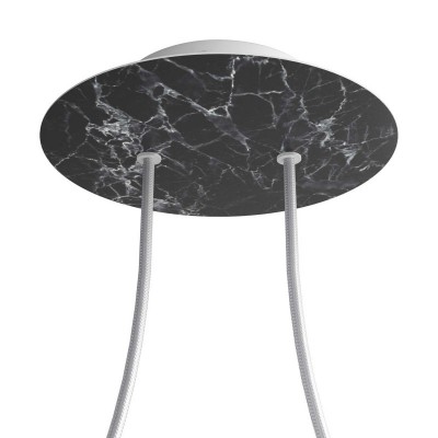 Round Rose-One 2-hole and 4 side holes ceiling rose, 200 mm - Marble Marquina