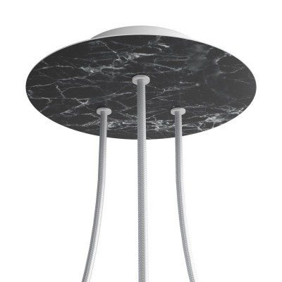 Round Rose-One 3-hole and 4 side holes ceiling rose, 200 mm - Marble Marquina