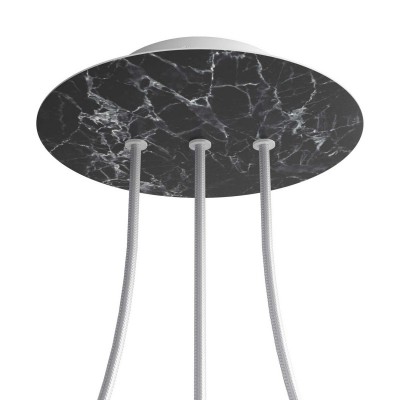 Round Rose-One 3 in-line holes and 4 side holes ceiling rose, 200 mm - Marble Marquina