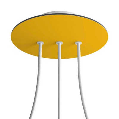 Round Rose-One 3 in-line holes and 4 side holes ceiling rose, 200 mm - Yellow mustard