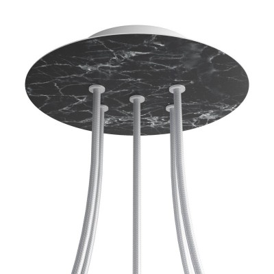 Round Rose-One 5-hole and 4 side holes ceiling rose, 200 mm - Marble Marquina