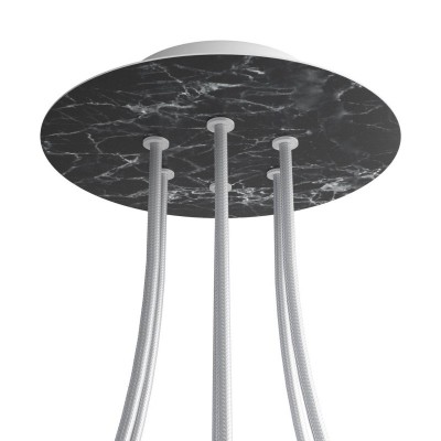 Round Rose-One 6-hole and 4 side holes ceiling rose, 200 mm - Marble Marquina