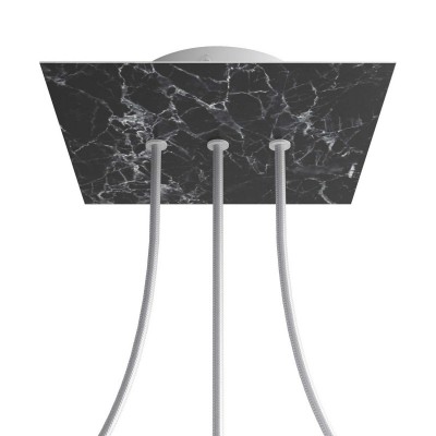 Square Rose-One 3 in-line holes and 4 side holes ceiling rose, 200 mm - Marble Marquina