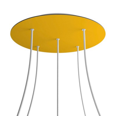 Round XXL Rose-One 5-hole and 4 side holes ceiling rose, 400 mm - Yellow mustard