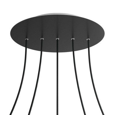 Round XXL Rose-One 5 in-line holes and 4 side holes ceiling rose, 400 mm - Matt Black