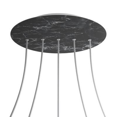 Round XXL Rose-One 5 in-line holes and 4 side holes ceiling rose, 400 mm - Marble Marquina