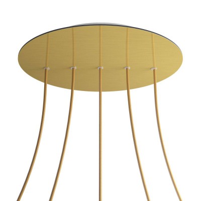 Round XXL Rose-One 5 in-line holes and 4 side holes ceiling rose, 400 mm - Satin Brass Dibond