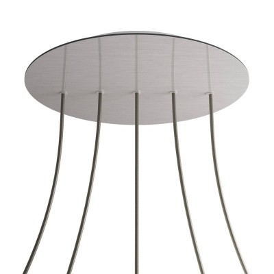 Round XXL Rose-One 5 in-line holes and 4 side holes ceiling rose, 400 mm - Satin Steel Dibond