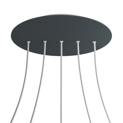 Round XXL Rose-One 5 in-line holes and 4 side holes ceiling rose, 400 mm - Anthracite