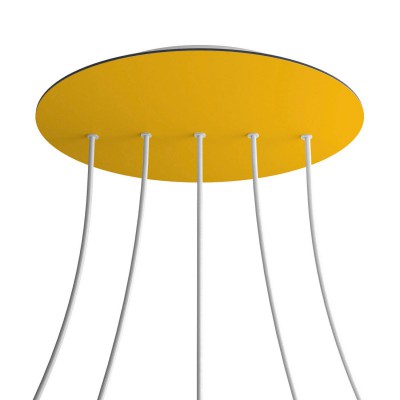 Round XXL Rose-One 5 in-line holes and 4 side holes ceiling rose, 400 mm - Yellow mustard