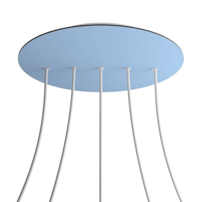 Round XXL Rose-One 5 in-line holes and 4 side holes ceiling rose, 400 mm - Soft blue