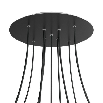 Round XXL Rose-One 9 X-shaped holes and 4 side holes ceiling rose, 400 mm - Matt Black