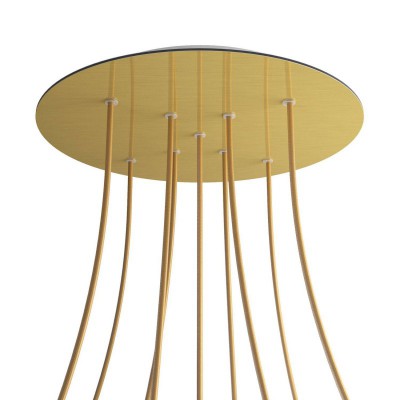 Round XXL Rose-One 9 X-shaped holes and 4 side holes ceiling rose, 400 mm - Satin Brass Dibond