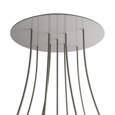 Round XXL Rose-One 9 X-shaped holes and 4 side holes ceiling rose, 400 mm - Satin Steel Dibond