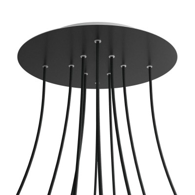 Round XXL Rose-One 10-hole and 4 side holes ceiling rose, 400 mm - Matt Black