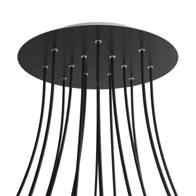 Round XXL Rose-One 14-hole and 4 side holes ceiling rose, 400 mm - Matt Black