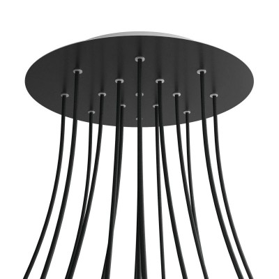 Round XXL Rose-One 15-hole and 4 side holes ceiling rose, 400 mm - Matt Black