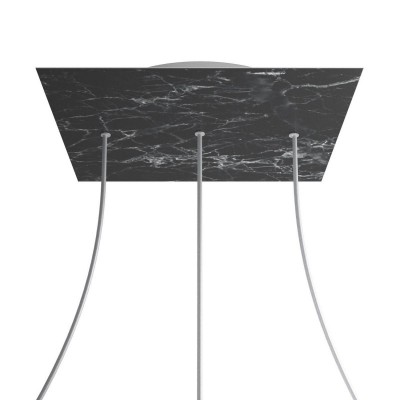 Square XXL Rose-One 3 in-line holes and 4 side holes ceiling rose, 400 mm - Marble Marquina