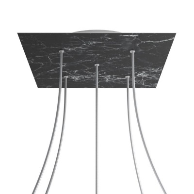 Square XXL Rose-One 5-hole and 4 side holes ceiling rose, 400 mm - Marble Marquina