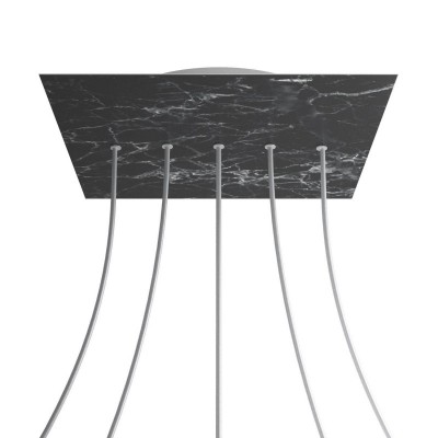 Square XXL Rose-One 5 in-line holes and 4 side holes ceiling rose, 400 mm - Marble Marquina