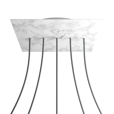 Square XXL Rose-One 5 in-line holes and 4 side holes ceiling rose, 400 mm - Marble Carrara