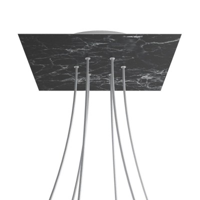 Square XXL Rose-One 6-hole and 4 side holes ceiling rose, 400 mm - Marble Marquina