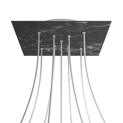 Square XXL Rose-One 9 X-shaped holes and 4 side holes ceiling rose, 400 mm - Marble Marquina