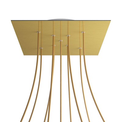 Square XXL Rose-One 9 X-shaped holes and 4 side holes ceiling rose, 400 mm - Satin Brass Dibond