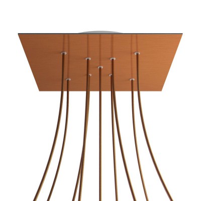 Square XXL Rose-One 9 X-shaped holes and 4 side holes ceiling rose, 400 mm - Satin Copper Dibond