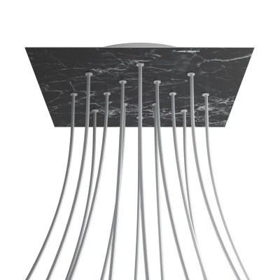 Square XXL Rose-One 14-hole and 4 side holes ceiling rose, 400 mm - Marble Marquina