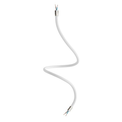 Kit Creative Flex flexible tube covered in White RM01 fabric with metal terminals - Brushed titanium