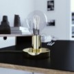 Posaluce, the brass metal table lamp, with textile cable, in-line switch and english plug