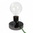 Posaluce, the black pearl metal table lamp, with textile cable, in-line switch and english plug