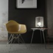 Posaluce, the black metal table lamp for lampshade, with textile cable, in-line switch and english plug