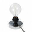 Posaluce, the chrome metal table lamp for lampshade, with textile cable, in-line switch and english plug